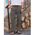 thumbnail image 2 of COOFANDY Men's Linen Drawstring Pants Casual Summer Beach Cotton Linen Pants, 2 of 6