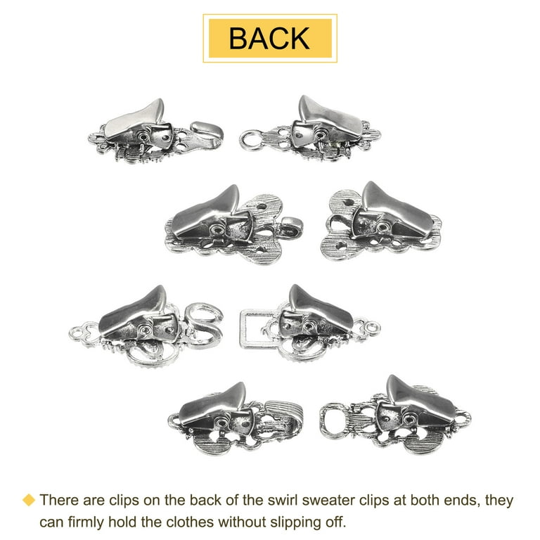 4 Pack Vintage Sweater Clips Cape Cloak Clasp Cardigan Clips Shawl Clasp,  Silver