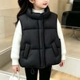 thumbnail image 4 of Besolor Toddler Kids Girls Puffer Vests Sleeveless Lightweight Casual Fall Winter Thicken Warm Button Waistcoat Coat with Pockets(10-11 Years,Black), 4 of 5