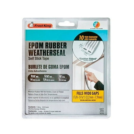 Frost King V27GA Extreme Weather Seal Self Stick Tape, 9/16" x 5/16" x 10', Gray, Each