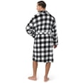 thumbnail image 4 of PAVILIA Mens Robe, Soft Plaid Robe for Men, Fleece Warm Long Bathrobe for Bath Shower Spa with Shawl Collar and Pockets, Plush Microfiber - Black and White Buffalo Plaid Checkered, 4 of 9