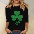thumbnail image 1 of Meichang Hauts à Manches 3/4 pour Femmes, T-Shirts de la Saint-Patrick, T-Shirts Graphiques Verts Trèfle, Col Rond Décontracté, T-Shirts Irlandais Chanceux, 1 of 4