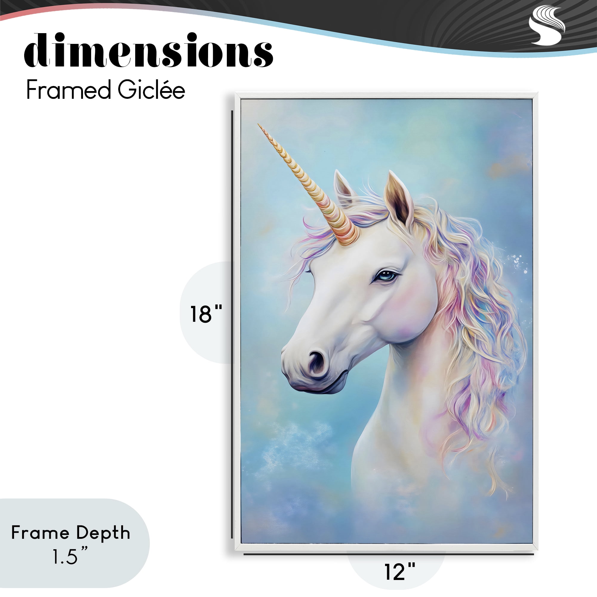 Stupell Industries White Unicorn on Blue White Framed Giclee Art, design by Creative Studio