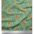 thumbnail image 1 of Soimoi Green Modal Satin Fabric Wheel Ethnic Decor Fabric Printed Yard 42 Inch Wide, 1 of 3