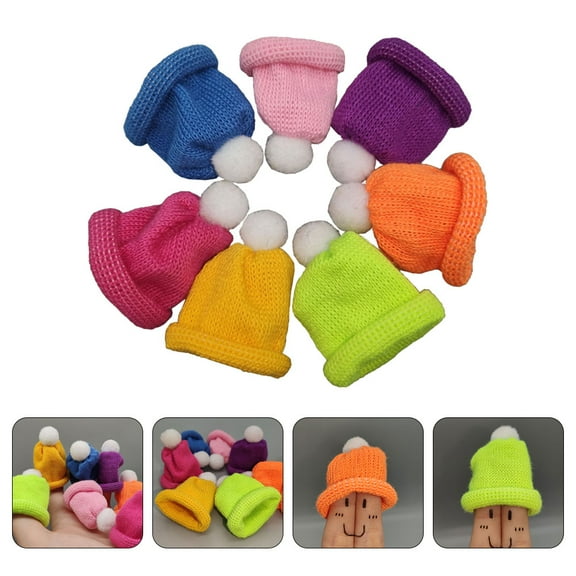 Soimiss Assorted Color Mini Christmas Knitting Hats for Decor Soft Woolen Material 12 Pieces