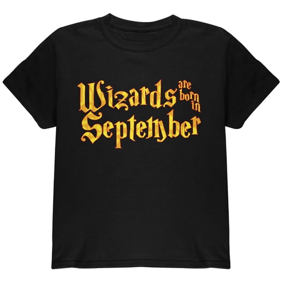 Wizards are born in September Youth T Shirt Black YMD