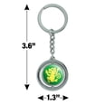 thumbnail image 2 of Hidden Temple Green Monkeys Keychain Spinning Round Chrome Plated Metal, 2 of 6