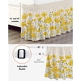 thumbnail image 3 of Minimalism Floral Bed Skirt Watercolor Chrysanthemum Flowers Linen Bed Skirts California King Size 16 Inch Drop, Wrap Around Dust Ruffle&nbsp;Bedskirt with Adjustable Elastic Belt for Queen Size Beds, 3 of 7
