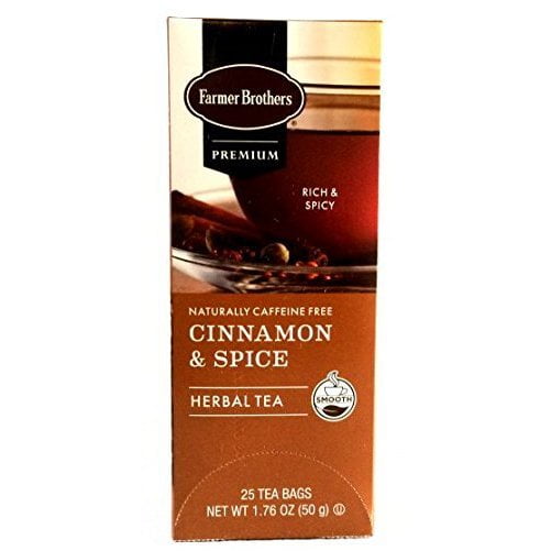 Farmer Brothers Premium Cinnamon and Spice, Herbal Tea Bags, 25 Ct