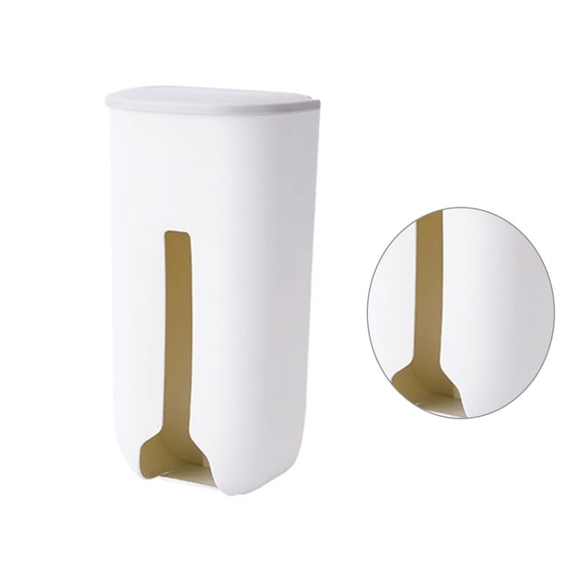 Injueey Bolsas de basura montadas en la pared Caja de almacenamiento Hogar Cocina Bolsa de plástico Estuche Organizador de ahorro de espacio Cocina y Comedor Blanco