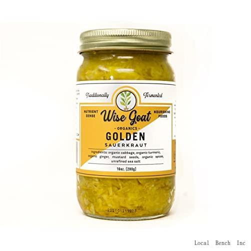 organic fermented probiotic sauerkraut, golden" variety [vegan, gluten