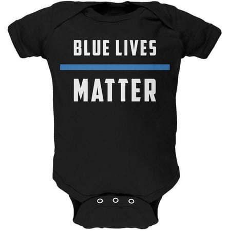 

Police Blue Lives Matter Thin Blue Line Black Soft Baby One Piece - 3-6 months