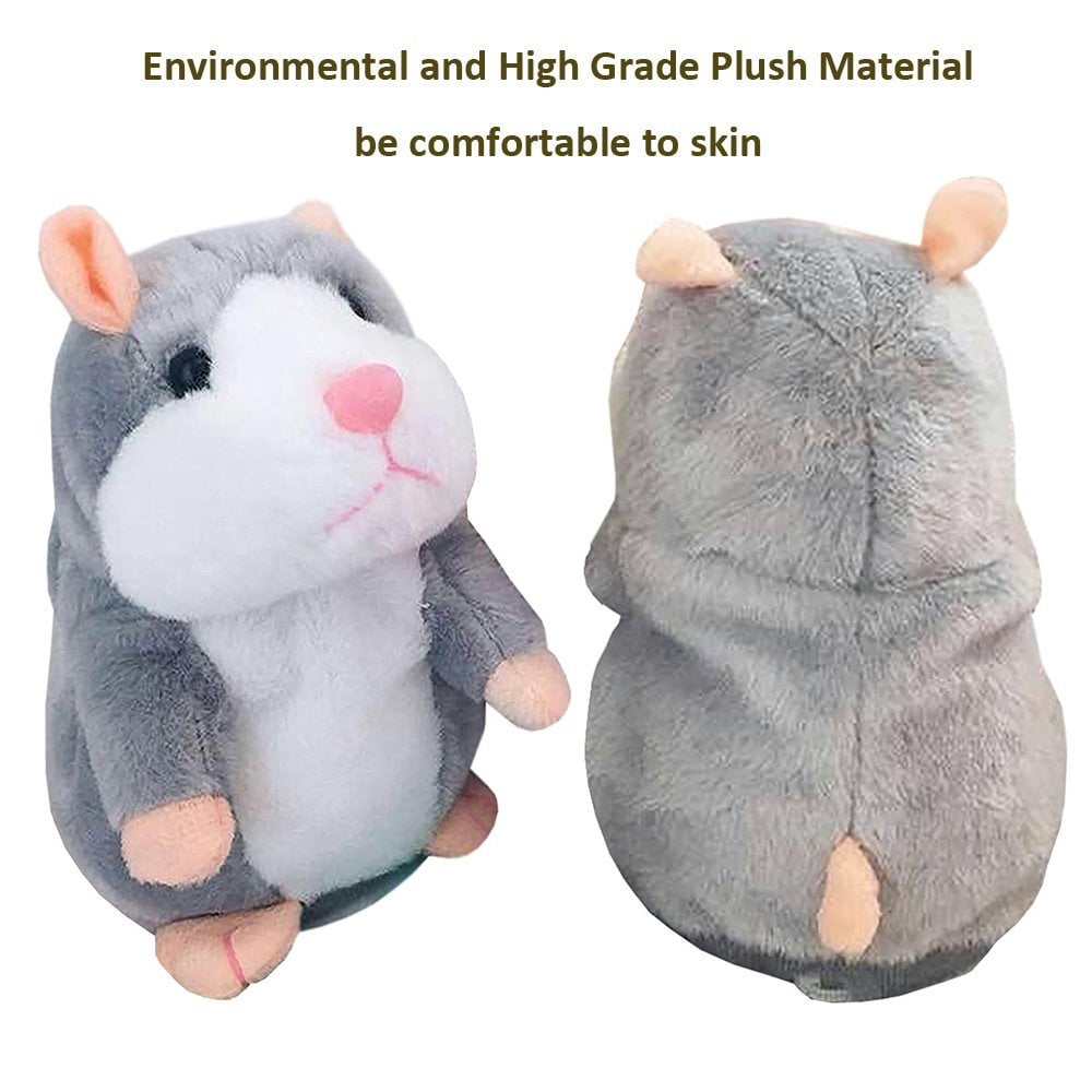 Talking Hamster Repeats What You Say Plush Interactive Toys Electronic Hamster Mouse Birthday Gift for Kids（Grey）