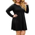 thumbnail image 4 of FlorCurve Women's Long Sleeve Dress Casual Solid Loose Knee Length T-Shirt Dresses, Black 3XL, 4 of 8