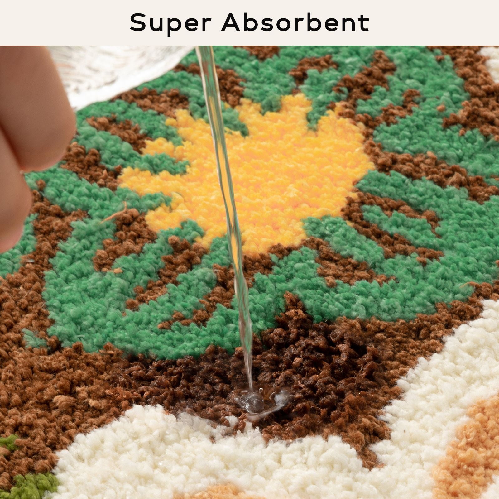 Phantoscope Floral Tufted Bath Mat, Soft Shaggy Non-Slip Water Absorbent Bathroom Rug, Dark Brown, 20 x 32 in