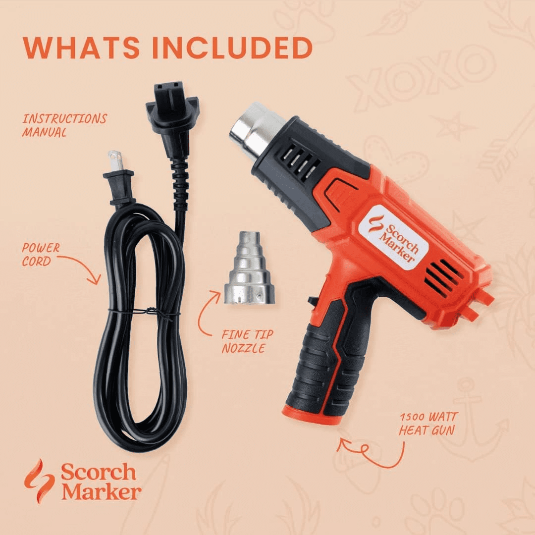 Scorch Marker 1800W Heat Gun with Variable Speed, Ideal for Wood