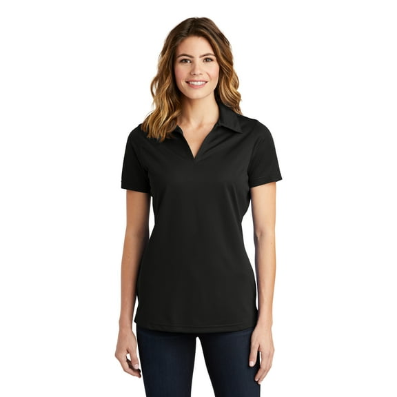 Sport-Tek LST690 Ladies Active Textured Polo Shirt, Black, 4XL