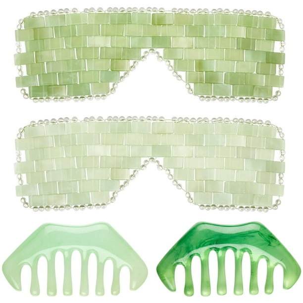 Set de mascarilla facial Hercicy Jade para ojos con peineta, 4 unidades
