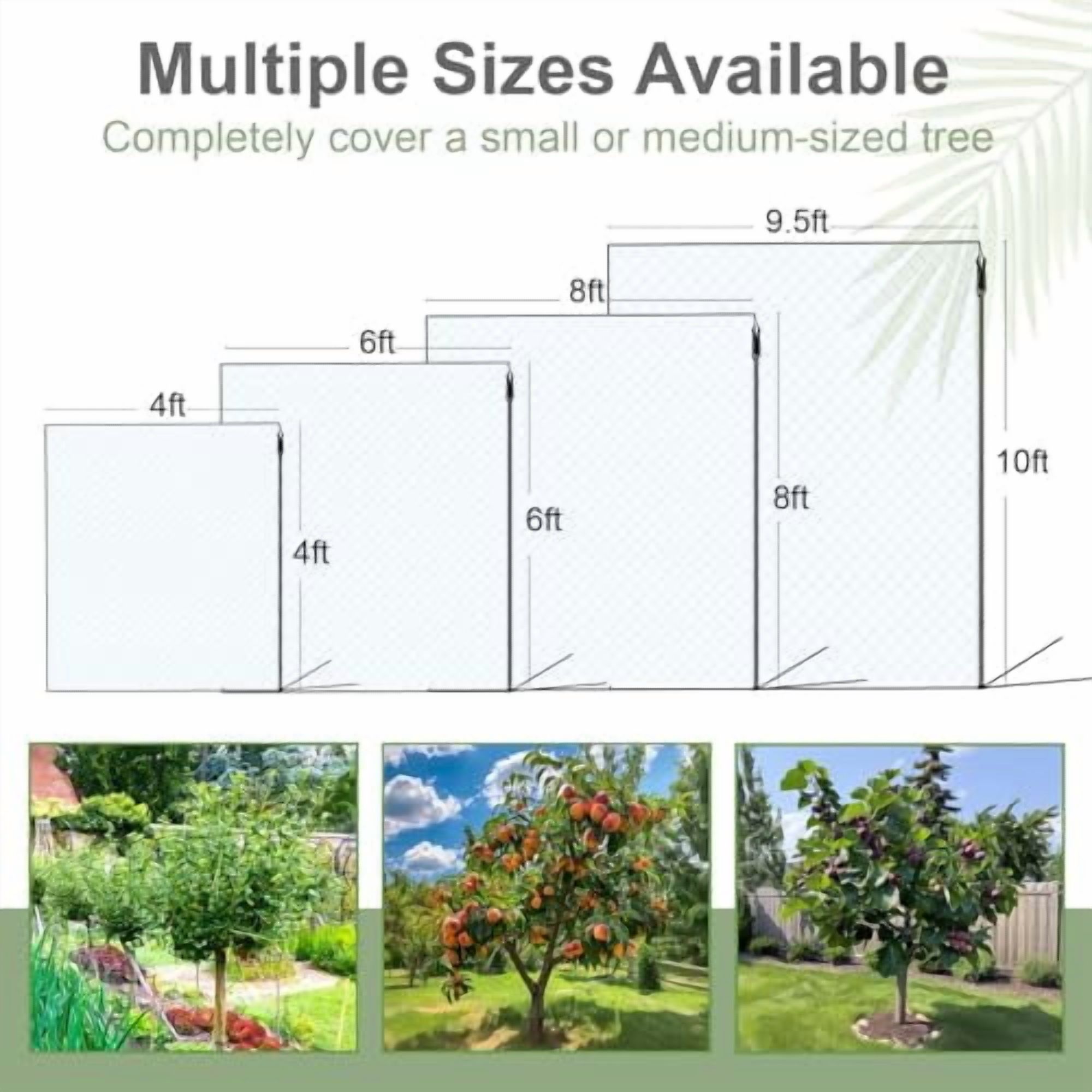 Fruit Tree Netting Cover with Zipper & Drawstring,2 Packs 8ft x 8ft Insect Bird Barrier Netting for Garden Protection,Ultra Fine Mesh Garden Netting