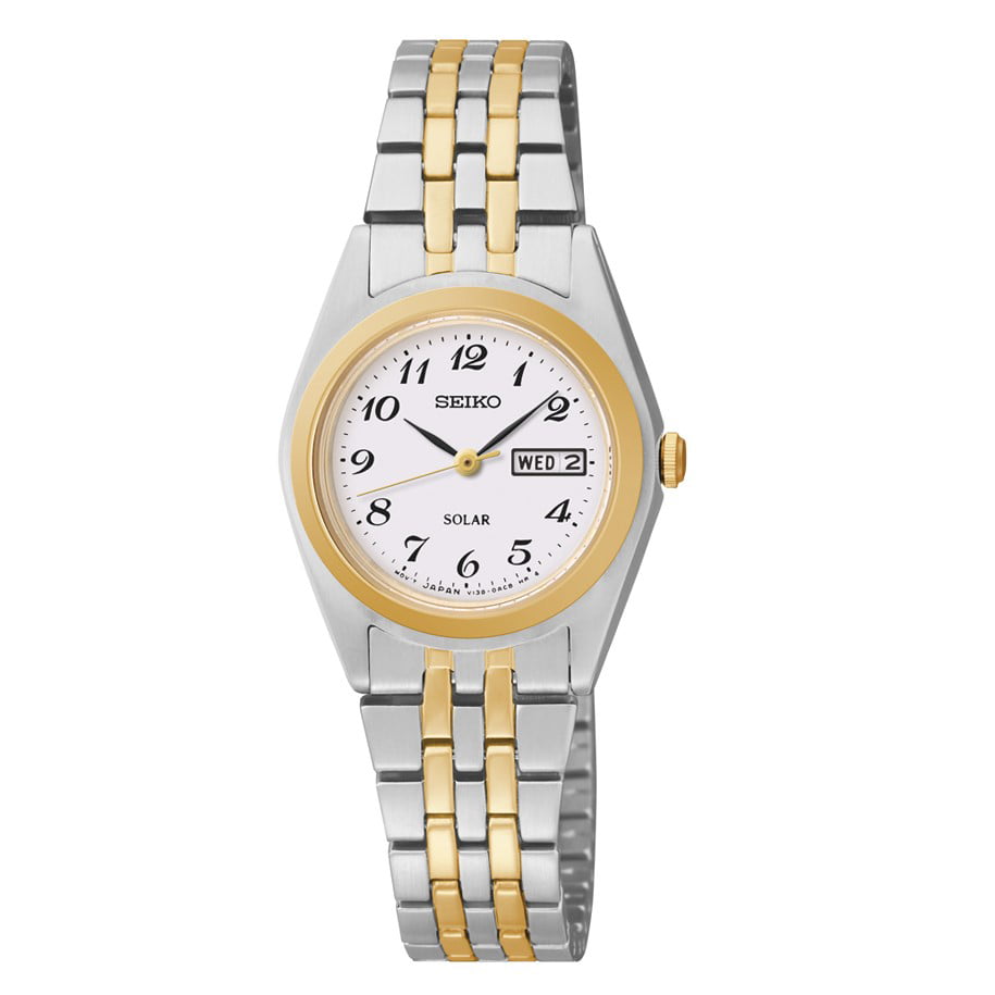 Seiko Women's Solar White Dial Two-Tone Watch SUT116