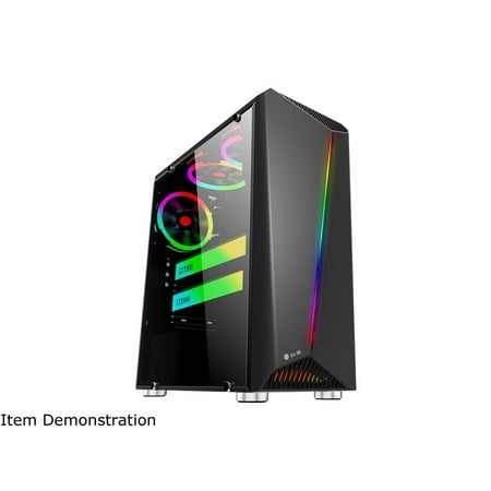 Bgears b-Vigor RGB Black Steel / Plastic / Tempered Glass ATX Mid Tower Computer Case with RGB Front Panel