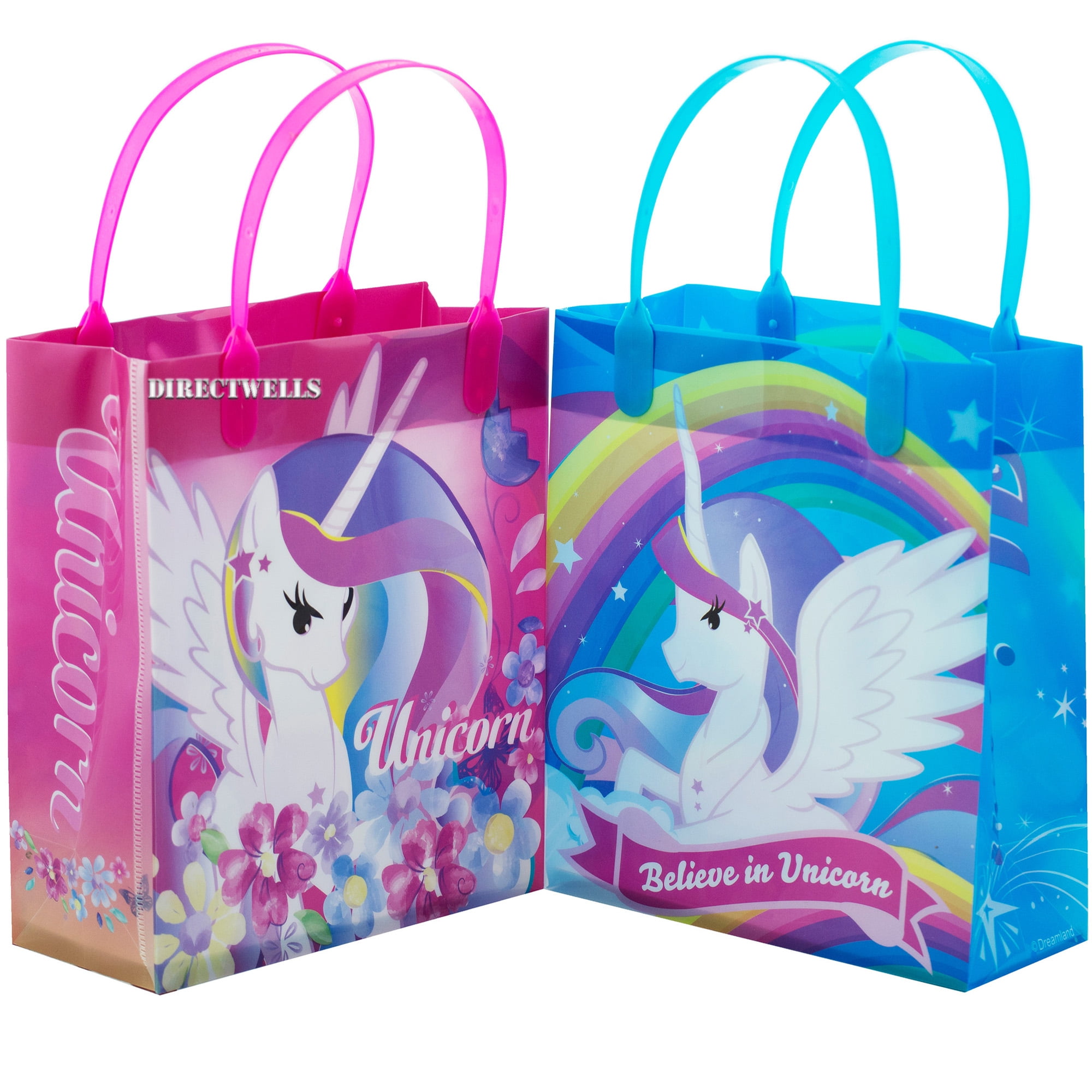 Rainbow UNICORN Paper Bags 12 Pack Dozen Pony Unicorn Birthday Party Goody Bag 