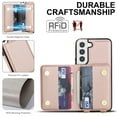 thumbnail image 6 of Allytechgroup Wallet Case for Samsung Galaxy S21 FE, Built-in Card Holder & Shoulder Strap & Wrist Strap Slim Shockproof Protective Full Body Cover Bumper for Samsung Galaxy S21 FE, Rosegold, 6 of 7