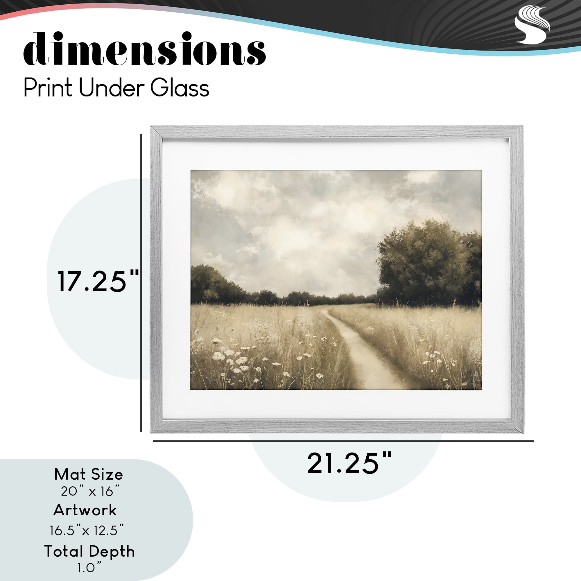 Stupell Industries Journey Through Wildflowers in Meadow Gray Framed Print Under Glass, design by Creative Studio