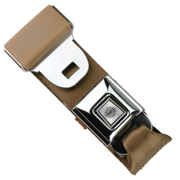 RetroBelt Tan Pushbutton Lap Seat Belt 90" With Hardware Seatbelt Safety