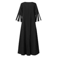 thumbnail image 5 of EQWLJWE Robes d'Été pour Femmes 2023 Mode d'Été Décontractée à Rayures Manches Mi-Longues Robe Midi Ample, 5 of 5
