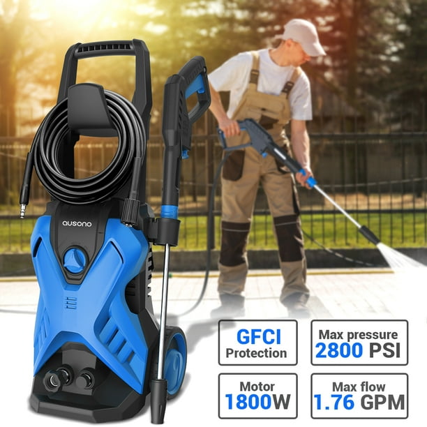 AUSONO 2800PSI Electric Pressure Washer 1.76GPM 1800W Powerful Pressure