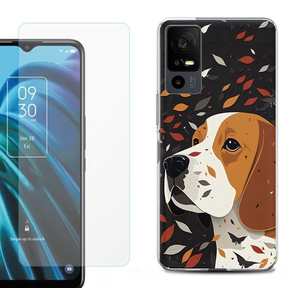 OneToughShield ® for TCL 40 XE 5G Shockproof Fashion Phone Case, with Tempered Glass Screen Protector - Beagle