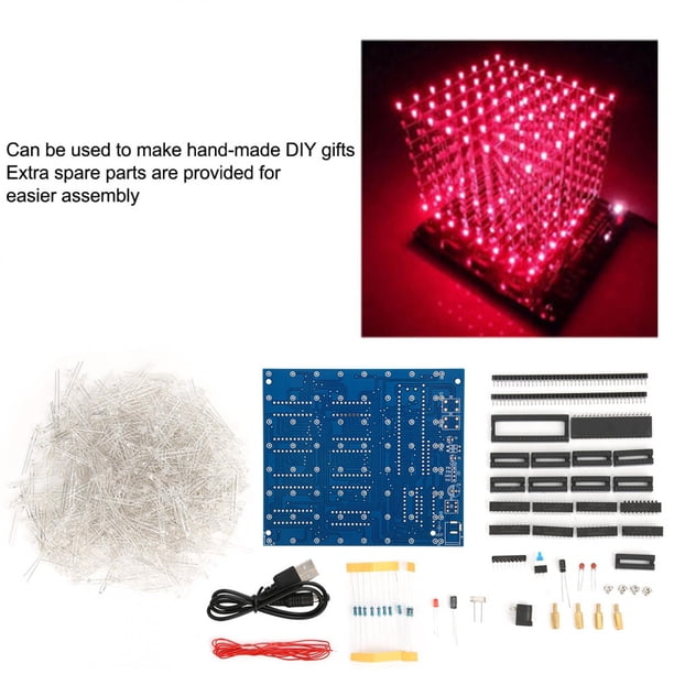 Kit de Luz Lideró 3d, Cubo de 8x8x8, Kit de Luz Liderado 3d Cuadrado, Kit de Luz Led 3d Diy, Diseño Brillante y Único para Decoración del Hogar y Regalos Diy.
