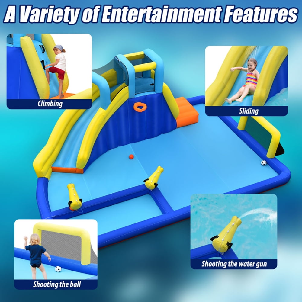Aimee Lii 6-in-1 Inflatable Water Slide Jumping House without Blower, Kids Bounce House Water Slide
