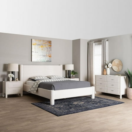 Baxton Studio Laria Modern Bedroom Set, 4-Piece, Queen, White