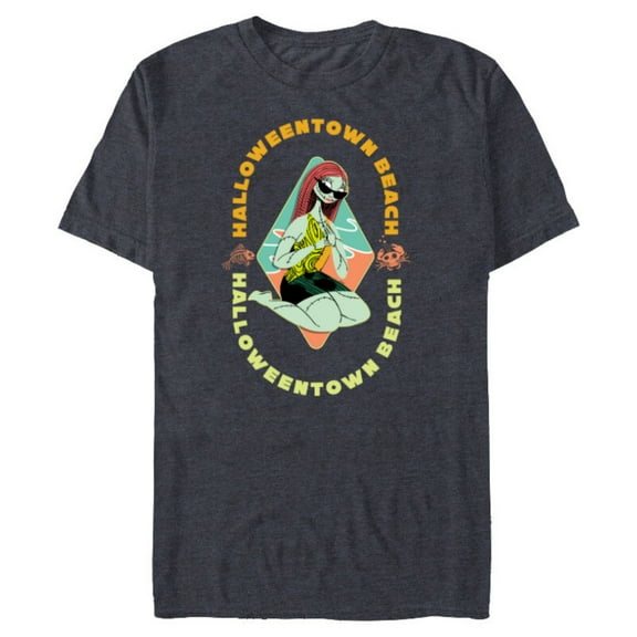 Disney The Nightmare Before Christmas Sally Halloween Beach - Short Sleeve Blended T-Shirt for Adults - Customized-Navy Heather