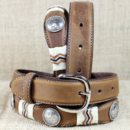 Series Buckaroo Leather - 30 inch TONY LAMA BROWN KIDS BUCKAROO PETITE CONCHO LEATHER WESTERN BELT