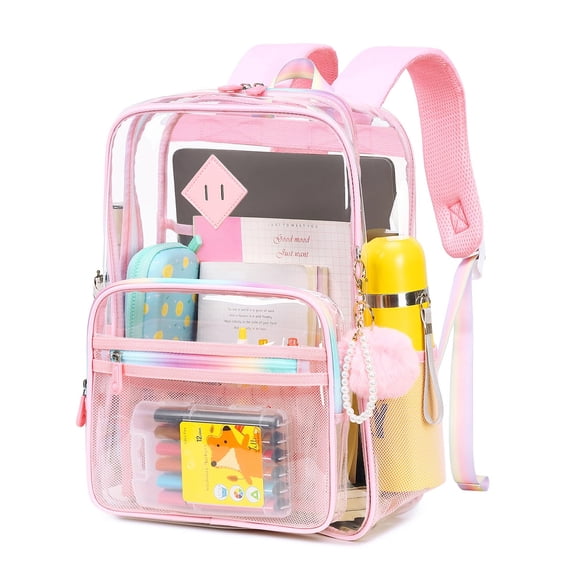 Mochila MUSEVOS TPU transparente rosa pesado 41x29x18 cm