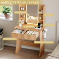 thumbnail image 5 of FANRAL Vanity Desk with LED Lighted Mirror and Power Outlet,Makeup Vanity Table with Storage Drawers,3 Lighting Modes and Adjustable Brightness,Dressing Table for Bedroom,Natural Oak Vanity, 5 of 7