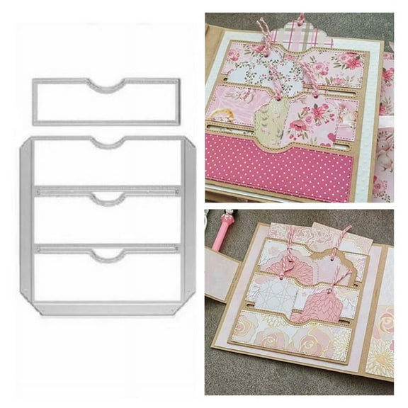 Pockets Metal Die Cuts, Layer Pocket Cutting Dies Mold for DIY Scrapbooking Album Decorative Paper Cards Embossing Stencils