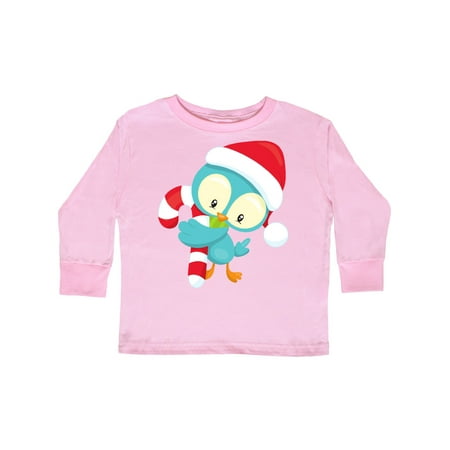 

Inktastic Christmas Bird Blue Bird Bird With Candy Cane Gift Toddler Boy or Toddler Girl Long Sleeve T-Shirt
