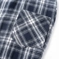 thumbnail image 5 of Lenpel Men's Oversized Shirts Plaid Long Sleeve Collared Button down Shirts Casual Loose Work Tops with Pocket Fall Clothes(Navy,XX-Large), 5 of 5