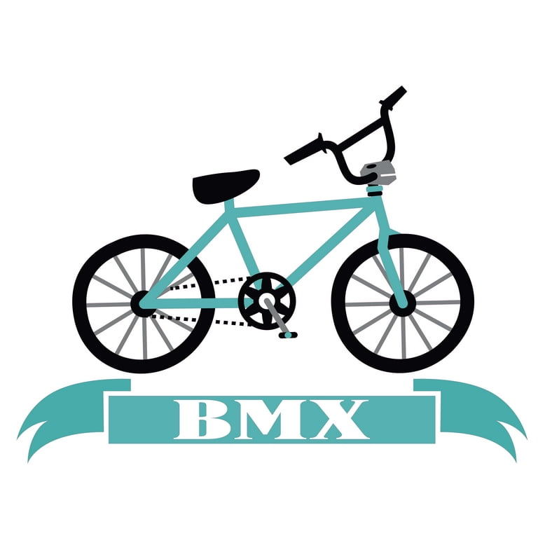 Kids Bedroom BMX Lettering Art Blue Ribbon Banner DA cor 19 x 28 Bicycle Art Design Multicolored Vinyl Adhesive Wall Decal Sticker Easy To Apply
