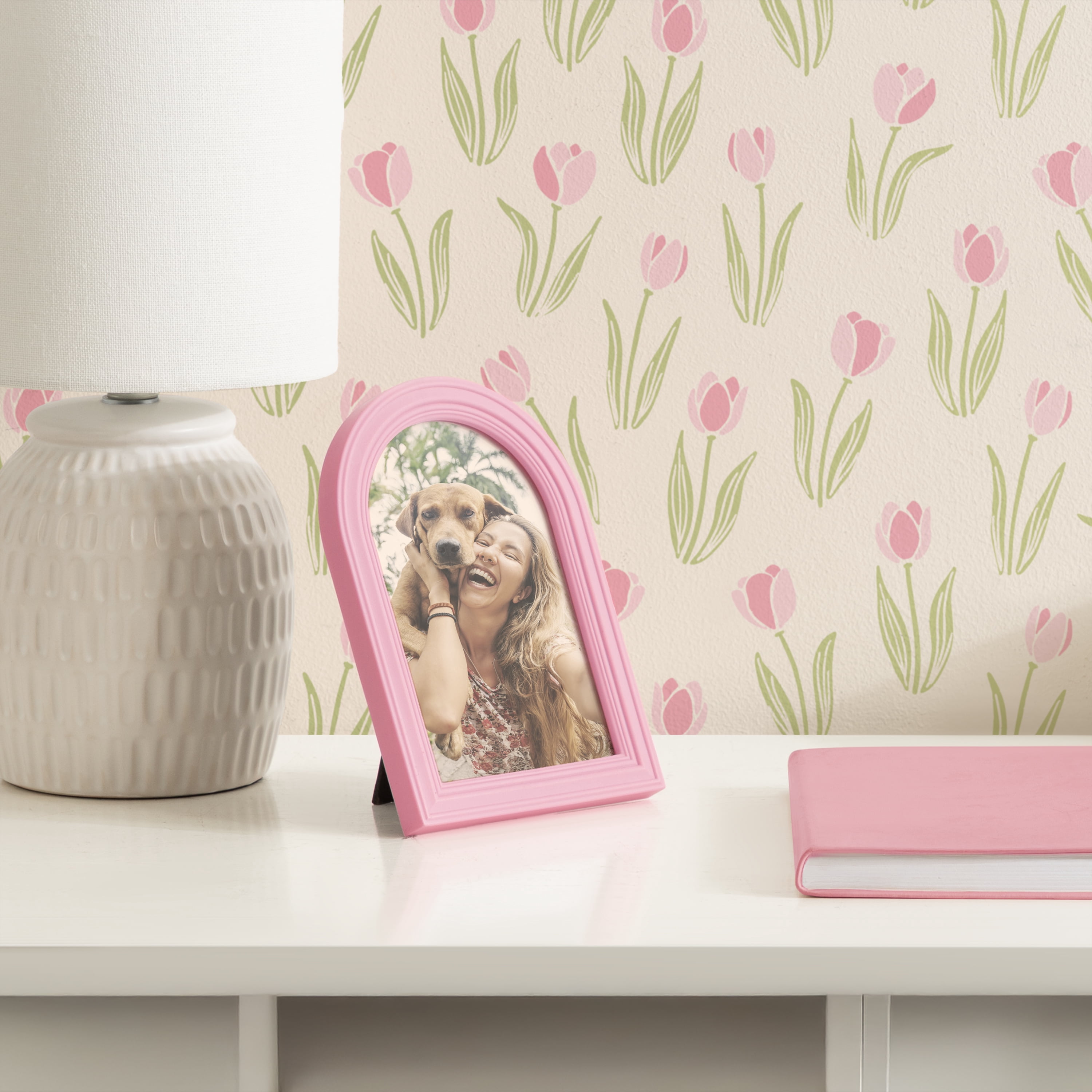DesignOvation 4x6 Arch Pink Decorative Tabletop Picture Frame