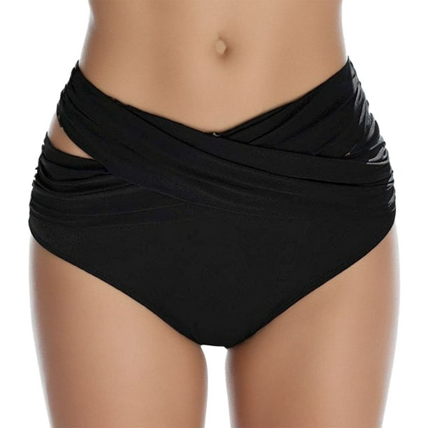 TOWED22 Women's Bikini Bottoms Full Coverage Swim Bottoms Mid Waisted Bathing  Suit Bottoms Swimsuit Bottoms(Black,M) 
