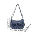 thumbnail image 2 of Y2K Washed Denim Shoulder Purse, Women Multi‑Pocket Textured Cross‑body Bag Adjustable Strap Casual Fabric Shoulder Bag, 2 of 5