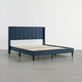 thumbnail image 5 of CHITA Queen Size Upholstered Platform Bed Frame with Vertical Stripe Headboard,Blue, 5 of 9