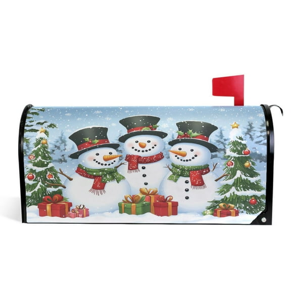 Ryvnso Mailbox Cover Christmas Snowman Winter Magnetic Mailbox Wrap Standard Size 21x18 Inch