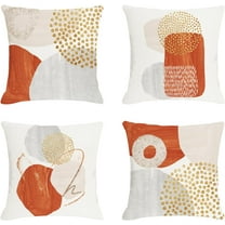 Burnt Orange Abstract Throw Pillow Covers 18x18 Set of 4 Mid Century Modern Decorative Geometric Pillow Covers Minimalist for Sofa Couch Decor