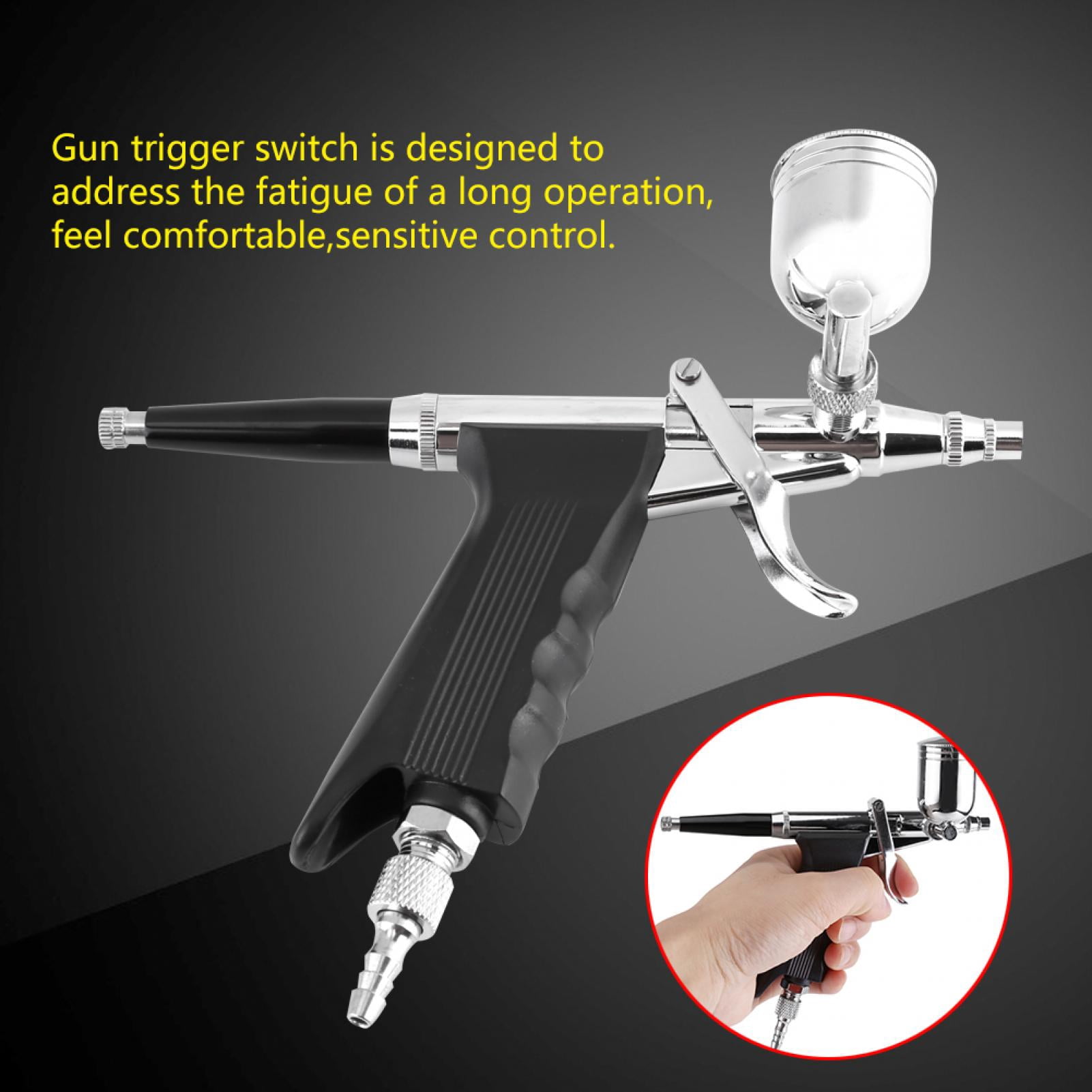 YLSHRF Painting Airbrush, Multi-Purpose 2 Cups Side Feed Spray Gun Trigger Airbrush for Art Painting 166,Airbrush Kit